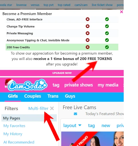 CamSoda Filter tips and promotions
